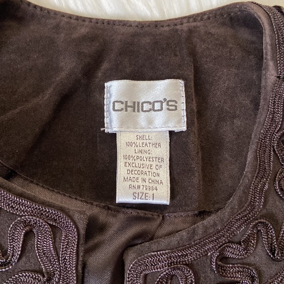 Chico's Chocolate Brown Suede Leather Jacket SZ 1 - Picture 4 of 12